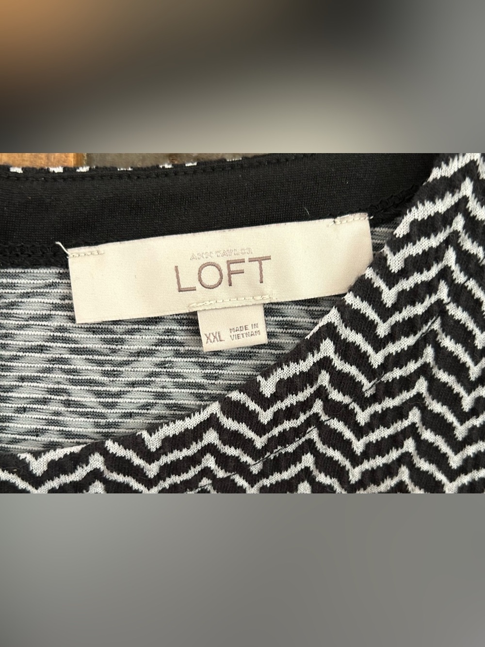 Vintage 1990s LOFT Black & White Chevron Knit Sleeveless Midi Dress